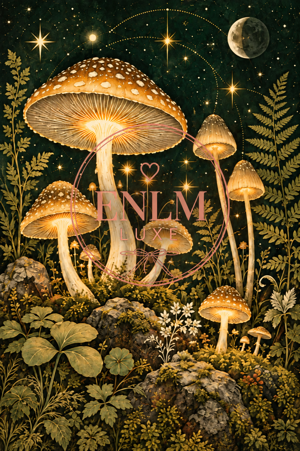 Moonlit Mushroom Garden - Printable - Wall Art - A4