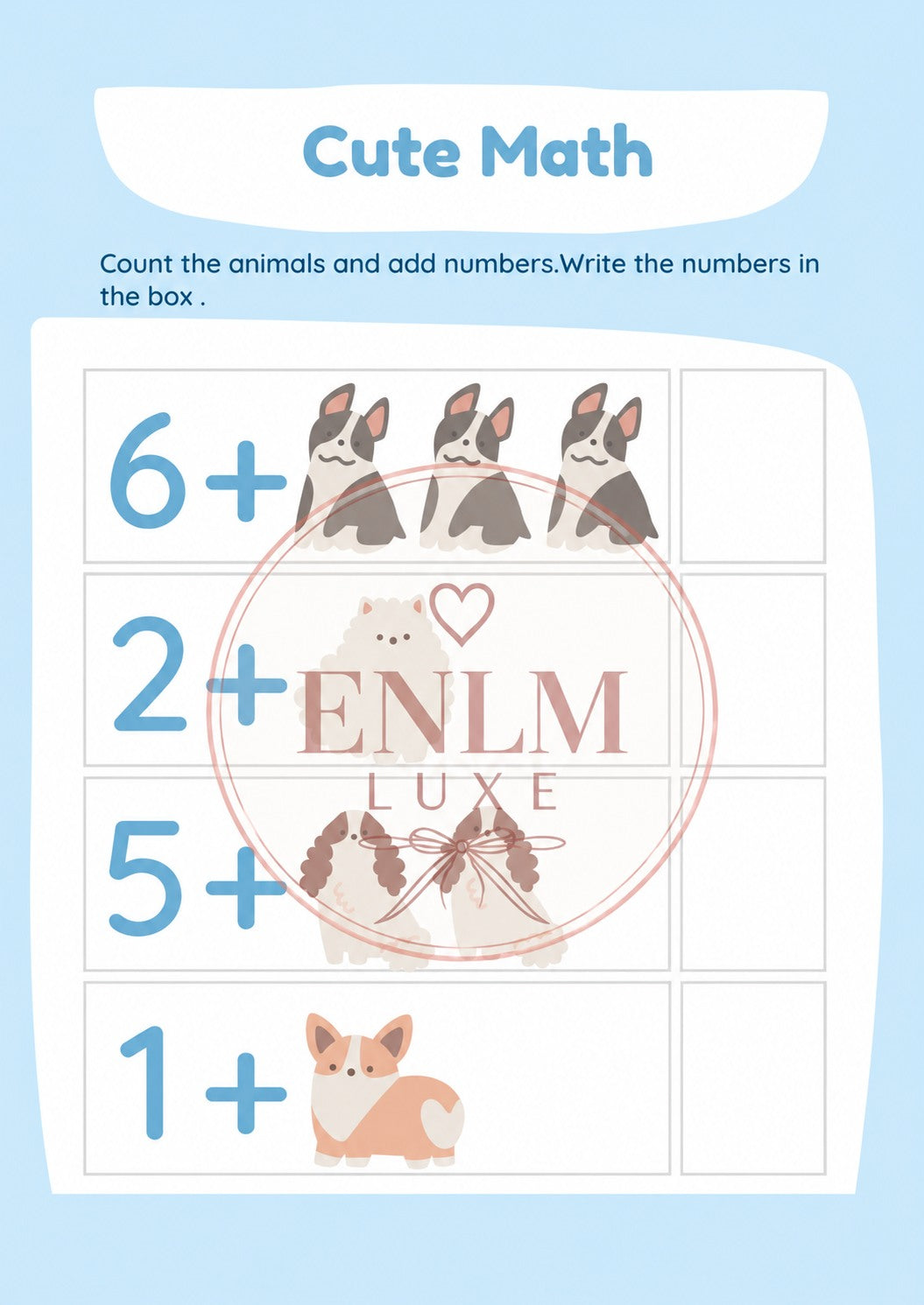 🐾 Cute Animal Counting & Addition Worksheets | Printable Maths Activity