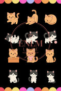 🐱 Multicolour Cute Cats Sticker Sheet – Printable Digital Download