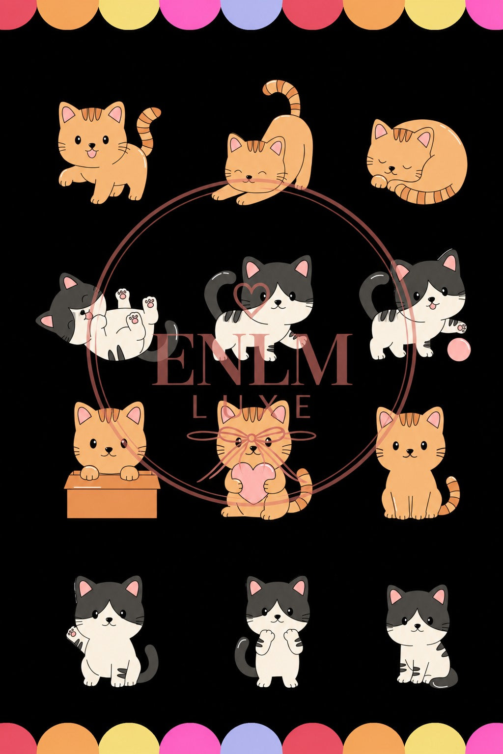 🐱 Multicolour Cute Cats Sticker Sheet – Printable Digital Download