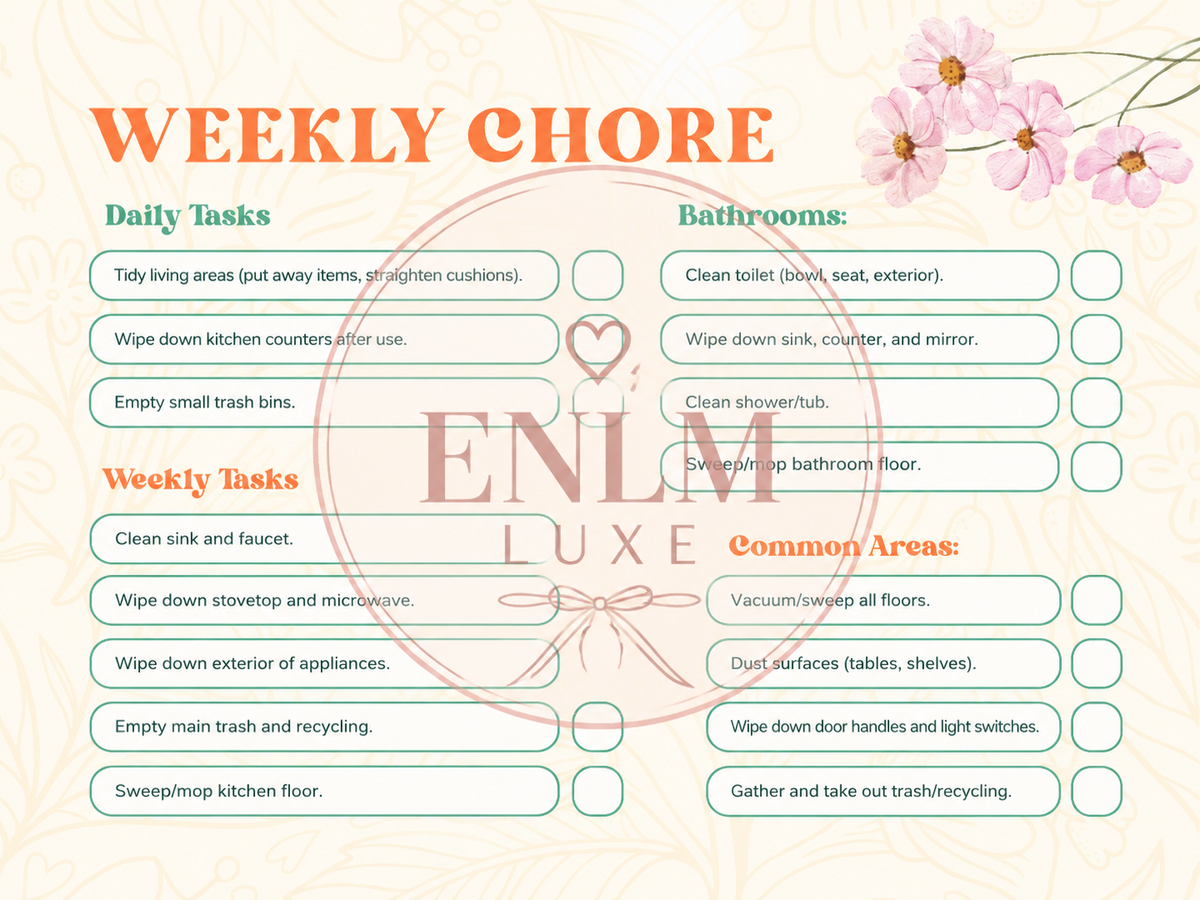 🧹 Weekly Chore Chart | Printable Cleaning Planner