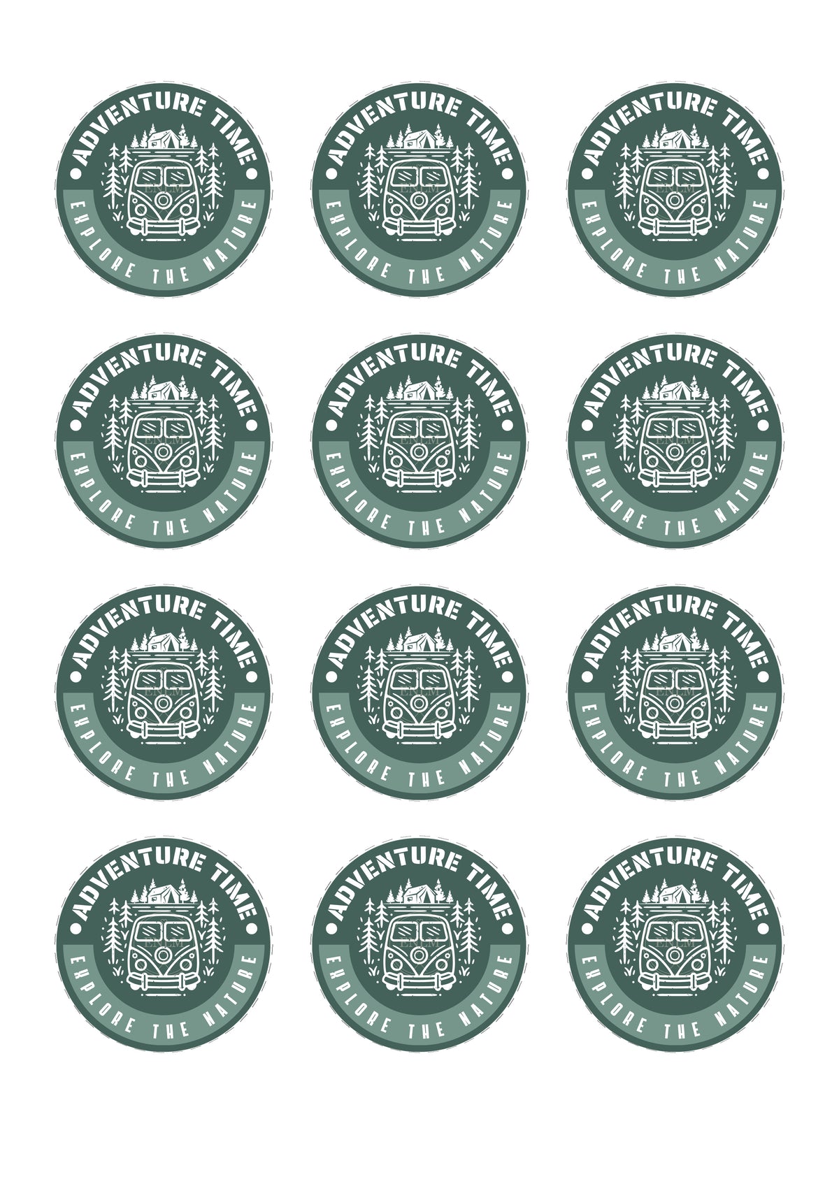 Adventure Time Camper Sticker Sheet – 12 Printable Circle Stickers