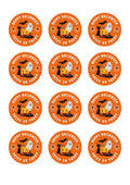 Happy Halloween Sticker Sheet – 12 Printable Circle Stickers