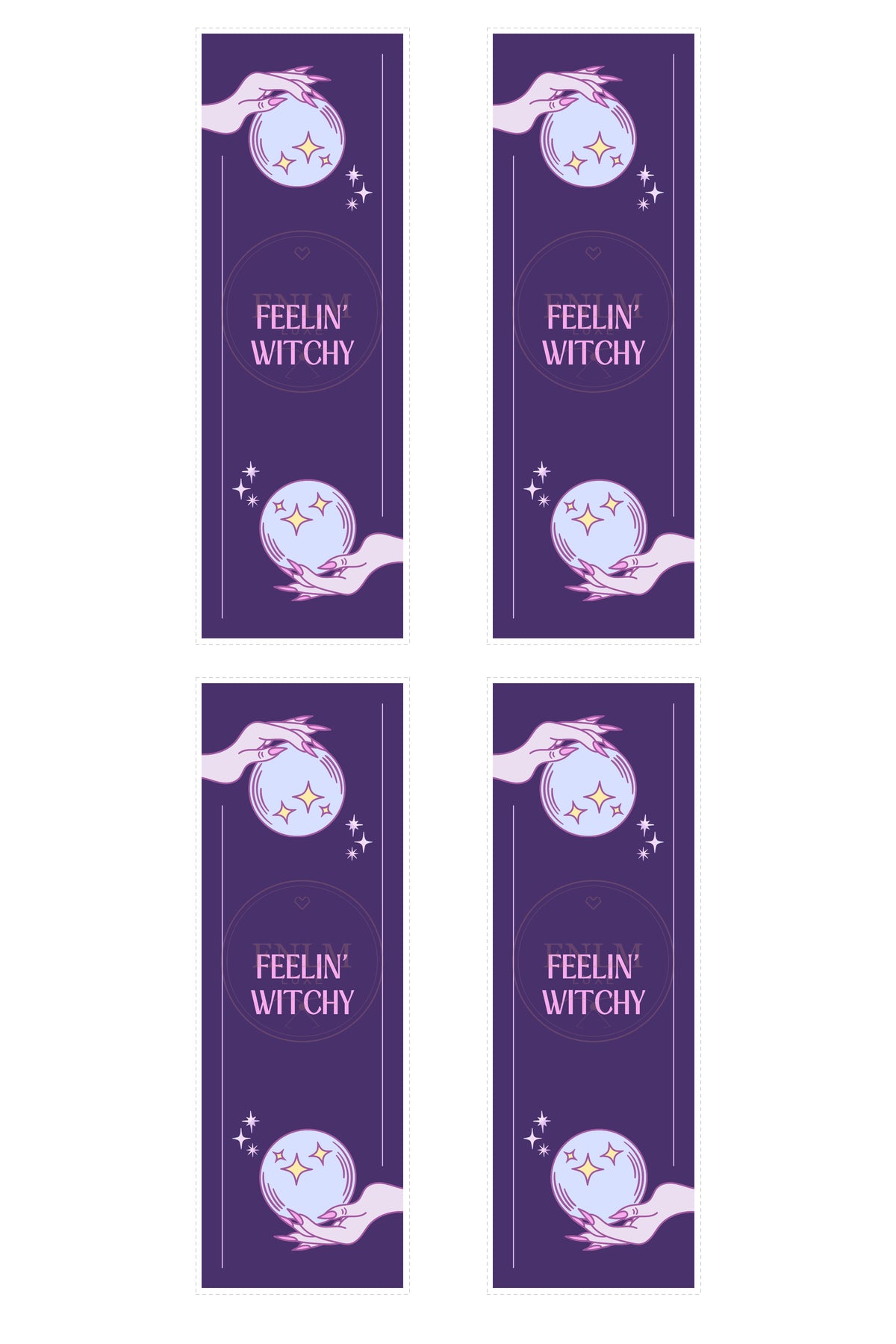 Purple “Feelin Witchy” Halloween Bookmark Printable
