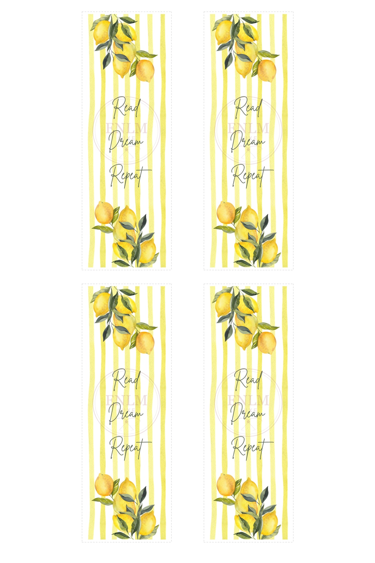 Yellow & Green “Read, Dream, Repeat” Lemon Bookmark Printable